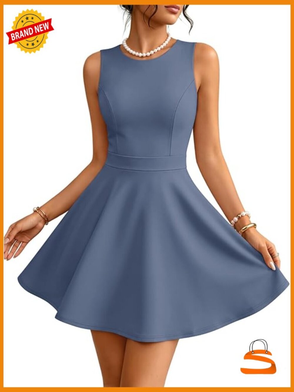Sleeveless Crewneck A-Line Mini Dress for Cocktail Party